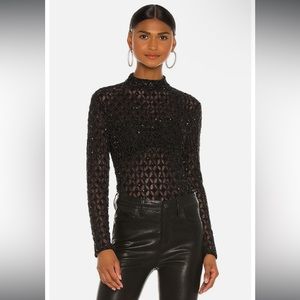 Retrofete Black Glitter Knit Long-Sleeve Top